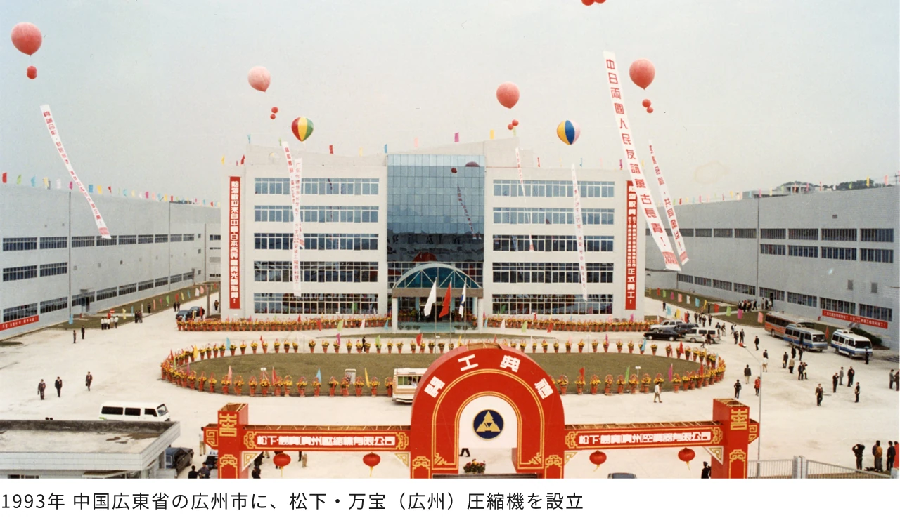 1993年 中国広東省の広州市に、松下・万宝（広州）圧縮機を設立