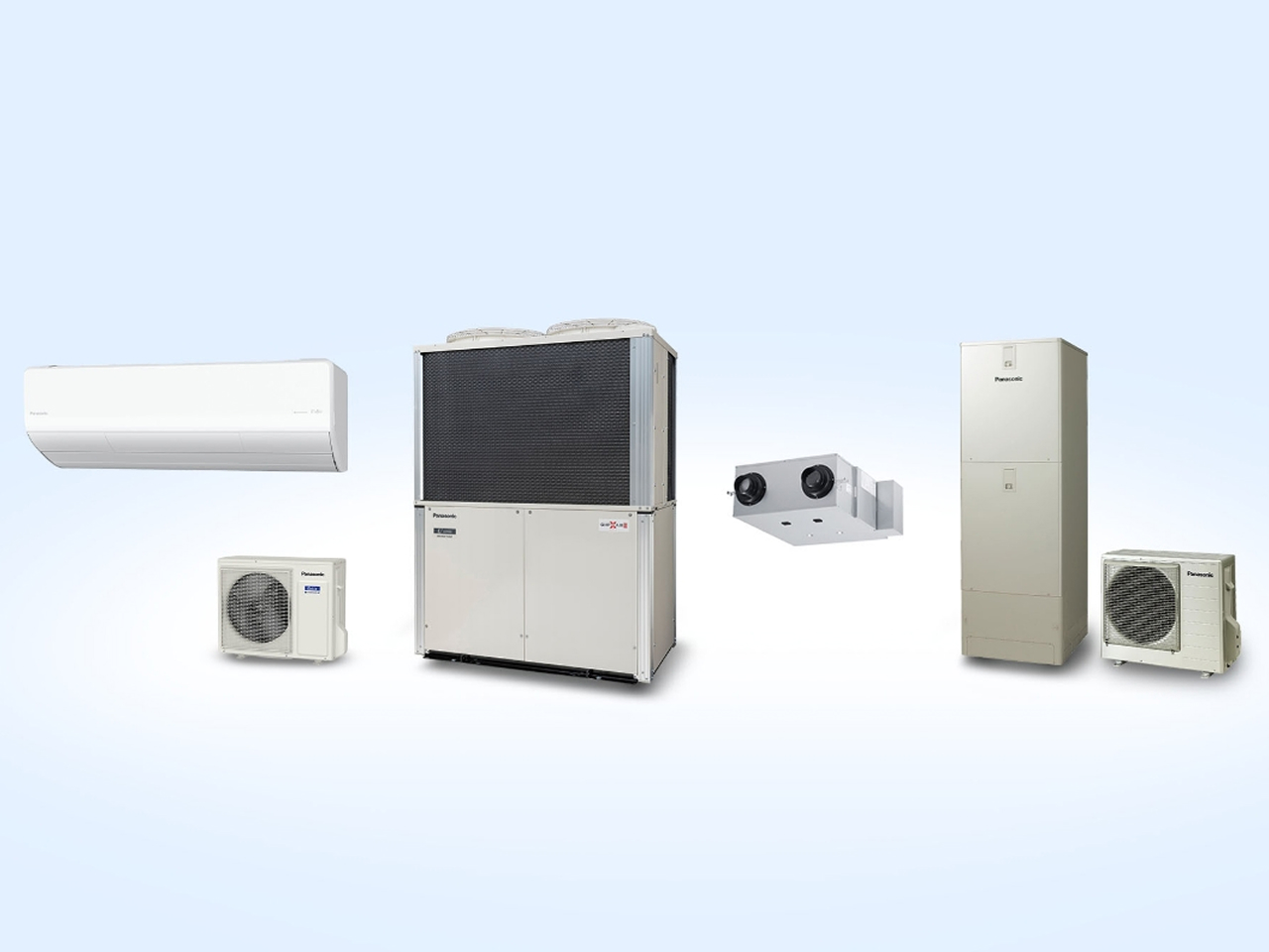 CO2削減に貢献する主な製品：ルームエアコン、ガスヒートポンプエアコン、熱交換換気ユニット、ヒートポンプ給湯機