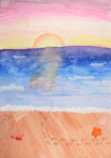 海と夕日
