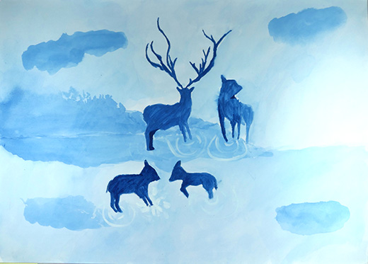 Deer in the lake
