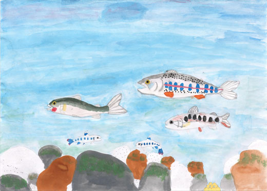 自由に泳ぐ魚