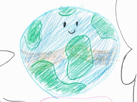 走る人、立っている人、地球のイラスト