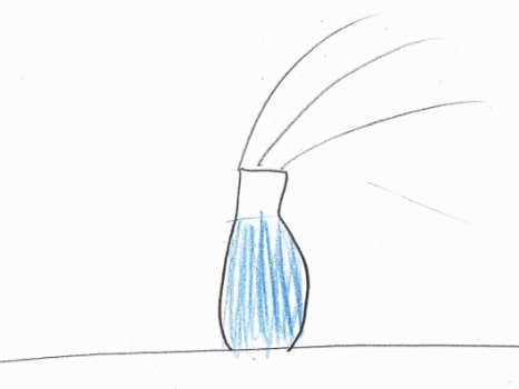 壁に設置されるボトル、カーテンフックに設置されているボトルのイラスト