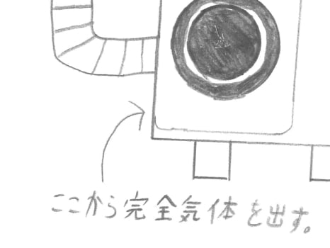 箱形の機械2つがホースで繋がっているイラスト