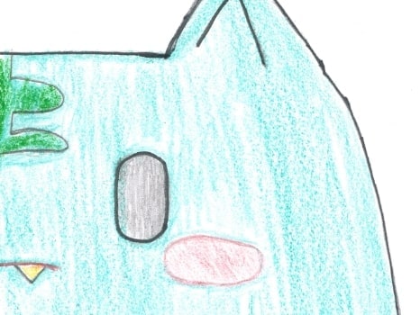 水色のネコ型のロボットのイラスト