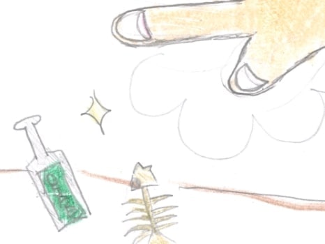 ゴミ箱から手が生えているイラスト