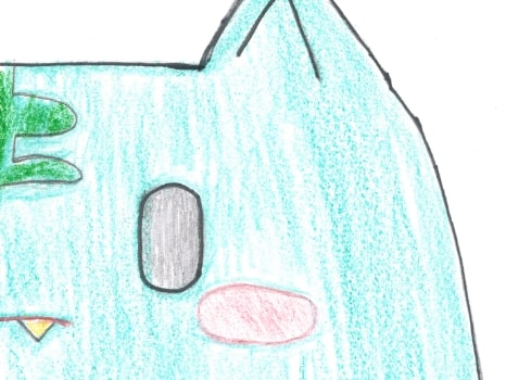 水色のネコ型のロボットのイラスト