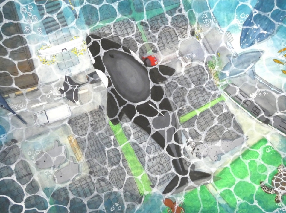 人と魚、逆の世界