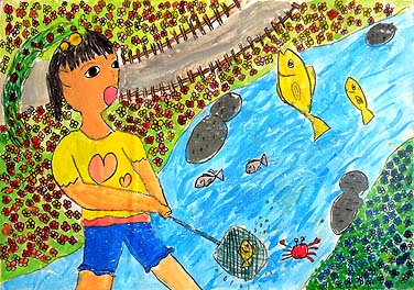 水も空気もきれいだから、魚もお花も元気だよ!!