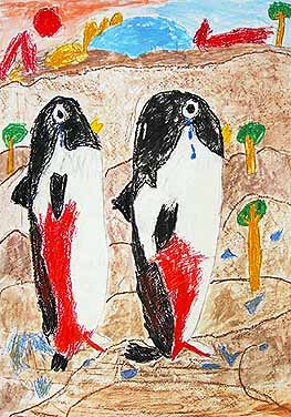 南極のペンギンが泣いている「いたい!」