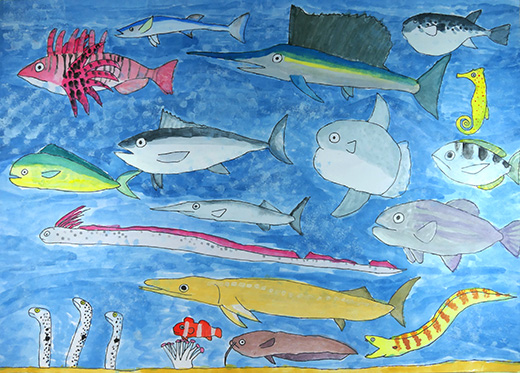 元気に泳げ、魚たちの行進!!