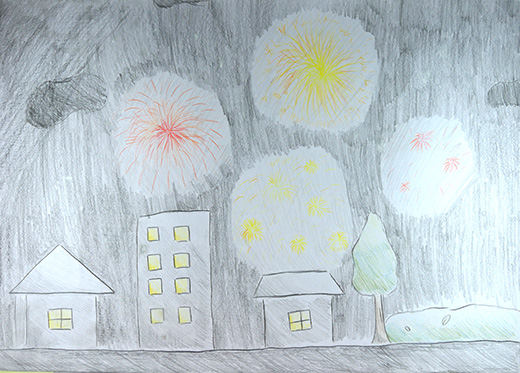 真夜中の花火