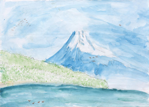 鳥と山