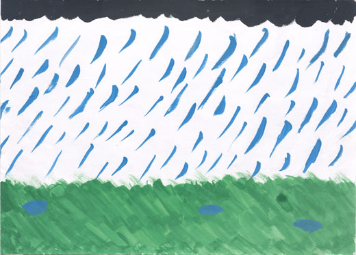 雨の中の草原
