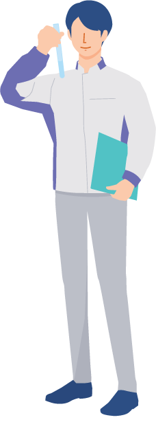 実験をしている青年のイラスト