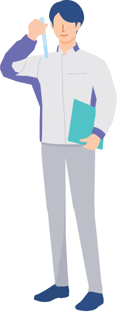 試験管を持つ青年のイラスト